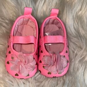 Child of Mine Pink Baby Walker Shoes with Heart Design